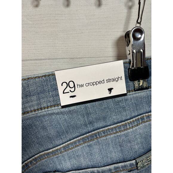 7 FOR ALL MANKIND High Waist Crop Straight Leg Jeans Distressed Women's Size 29 - Picture 6 of 15